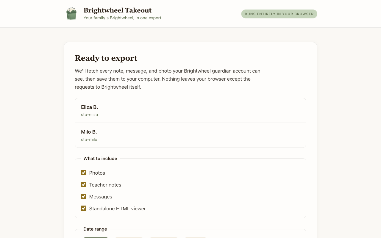 Popup showing detected students, ready to run