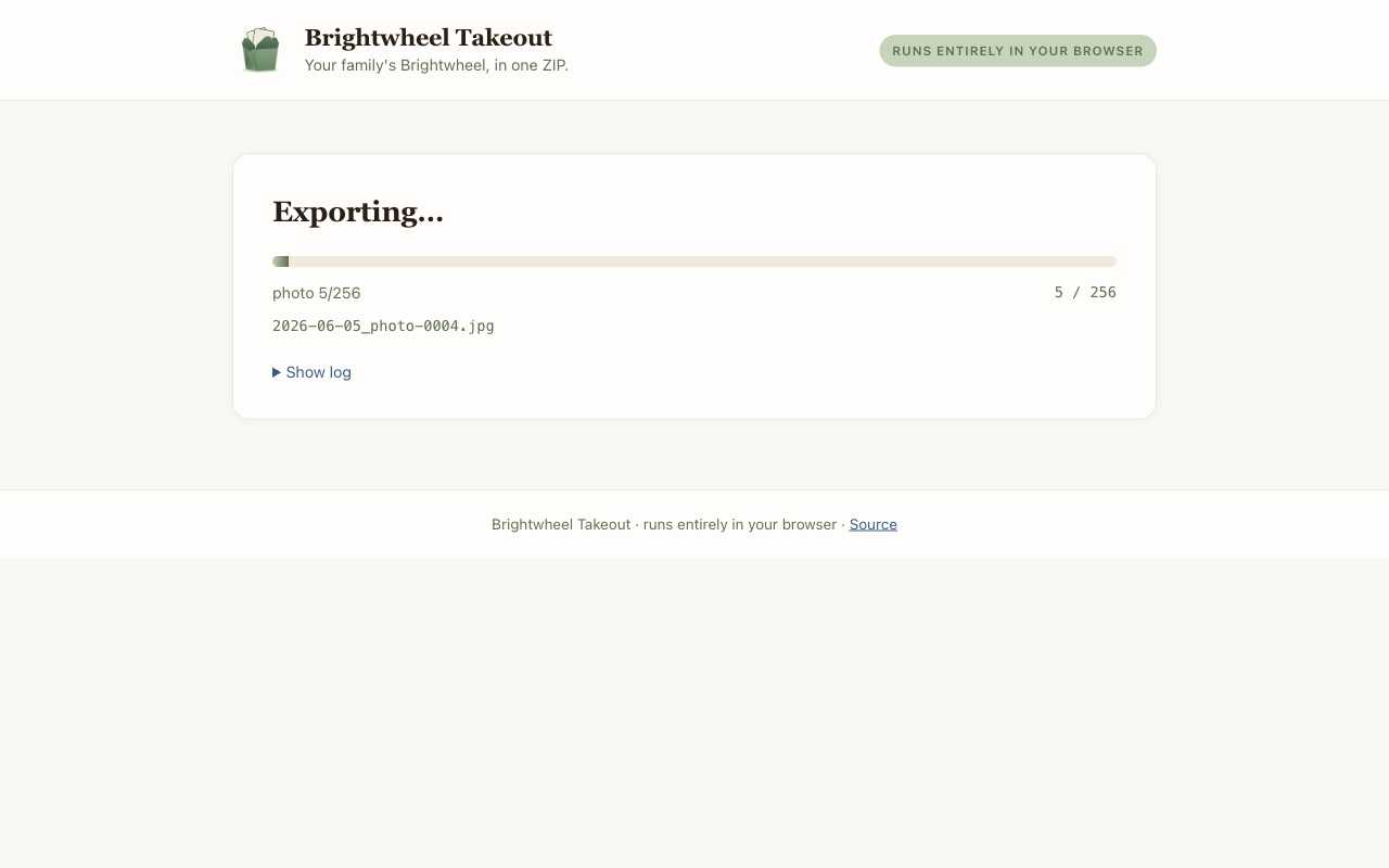 Takeout page in progress, streaming photos and notes